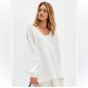 Free People Coast 2 Coast Thermal Top Small Ivory-white Like New